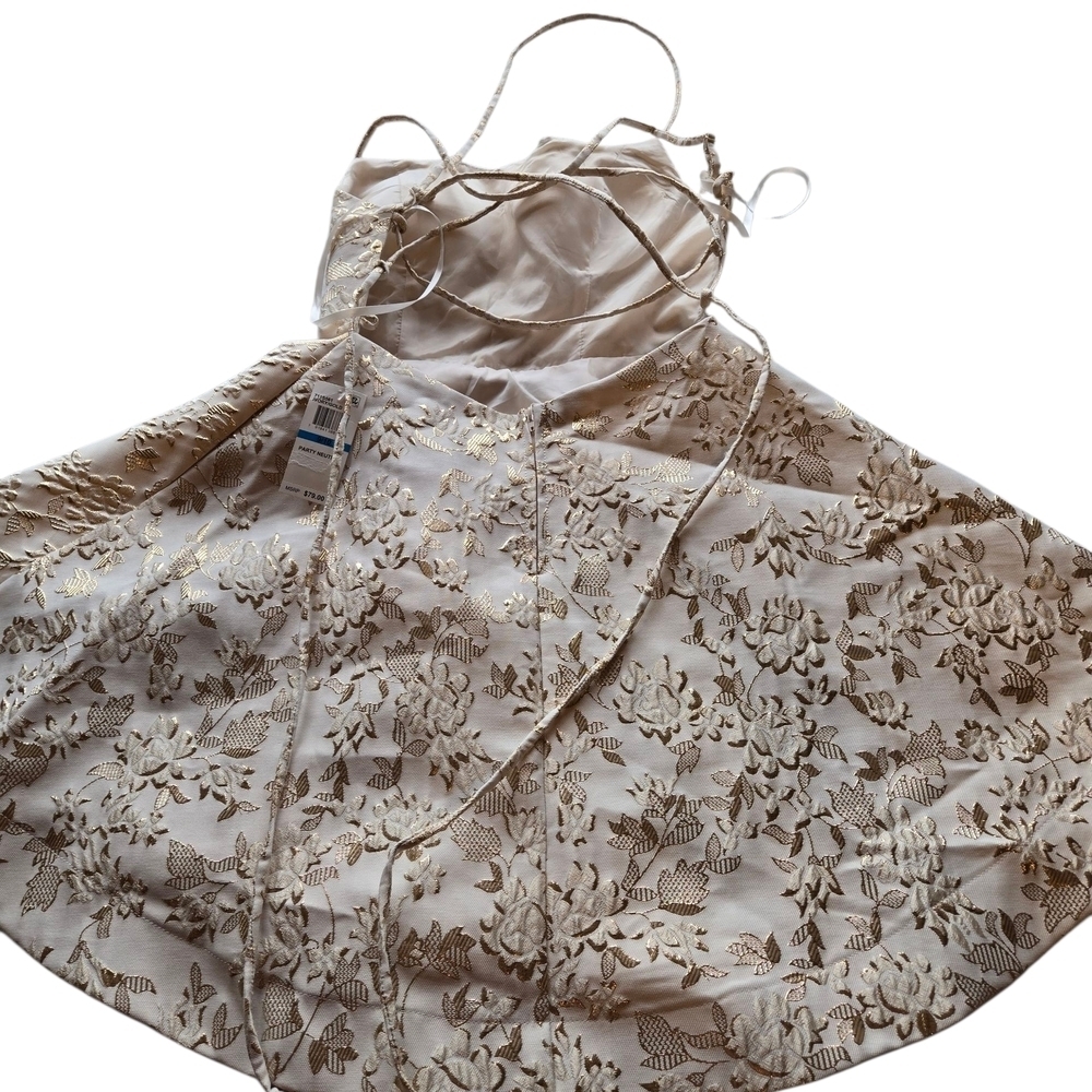 B Darlin Ivory Floral Lace Backless Dress - Picture 5 of 7